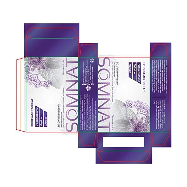 SOMNAT 30 Gélules | Nuit calme et apaisante | Action synergique de Passiflore, de Valériane et de Mélisse | Produit 100% Natu