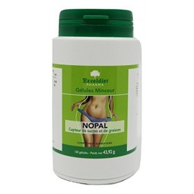 EXCELDIET PHARMA Nopal, Extrait de Nopal, Capteur de Graisse et de Sucre, Gestion du Poids, Digestion -120 Gélules, Fabriqué 