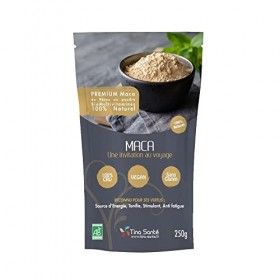 MACA POUDRE BIO 250G. Maca + Stimuler et faire le plein dénergie, Maca bio en poudre. Origine Perou. Conditionné en France. 