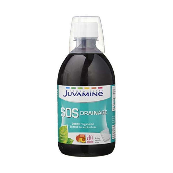 JUVAMINE - SOS Drainage - Complément Alimentaire à base de Thé Vert, Maté, Pissenlit et Fenouil - 500 ml