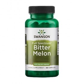 Swanson, Bitter Melon Melon amer , 500mg, 60 Capsules, Hautement Dosé, Testé en Laboratoire, Sans Soja, Sans Gluten, Sans OG