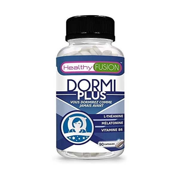 Healthy Fusion Dormi Plus | Obtenez un sommeil rapide et de qualité | Mélatonine + Valériane pure, Passiflore, Camomille et L