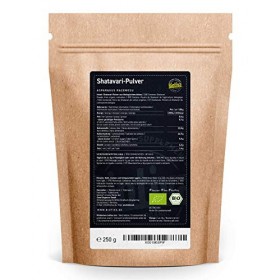 Biotiva Shatavari en poudre biologique 250g - Asperges indiennes - Asperges Racemosu - Ayurveda - embouteillé et certifié en 