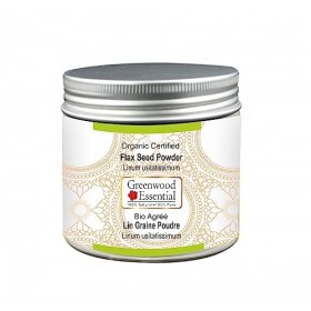 Greenwood Essential Poudre de graines de lin pure Linum usitatissimum certifiée biologique 100 g
