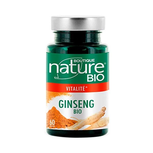 Boutique Nature - Complément Alimentaire - Ginseng BIO - 60 Gélules Végétales - Stimule et Fortifie votre organisme