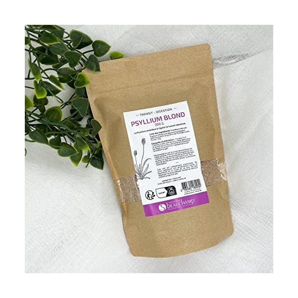 Laboratoire Beauchamp - Complément alimentaire PSYLLIUM BLOND - Sachet de 300 grammes - Aide à réguler le transit - Riche en 