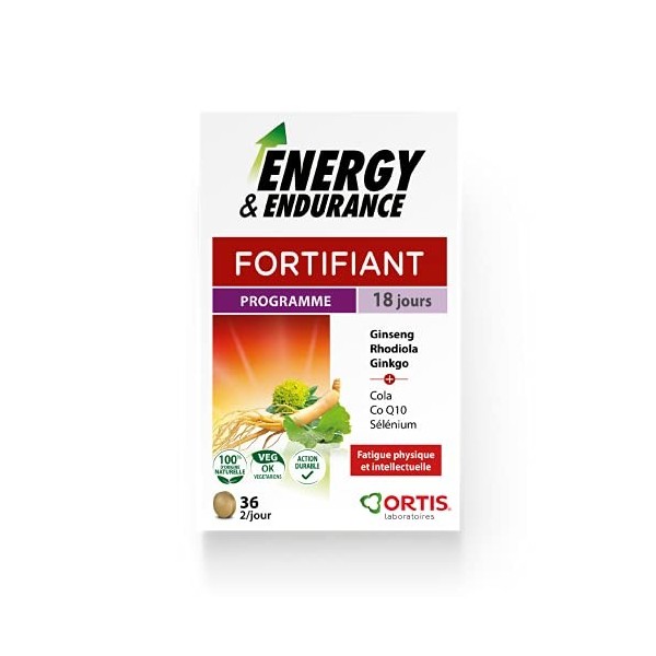 Ortis - Energy & Endurance 36 Comprimés - Complément Alimentaire pour lEnergie et la Vitalité - Fortifiant pour Augmenter le