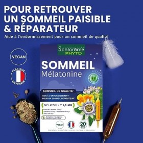 Santarome Bio - Sommeil Mélatonine | Complément Alimentaire Sommeil | Endormissement Rapide & Sommeil de Qualité - Plantes Bi