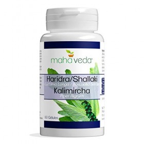 Curcuma Poivre Noir et Boswellia pour les Articulations et Muscles - Curcuma Piperine Gelules - Haridra Shallaki Kallimircha 