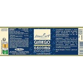 Ginkgo Biloba 6500mg Essence Pure | Favorise Mémoire et Circulation | Extrait Sec Concentré 50:1 | Contrôle Qualité Rigoureux