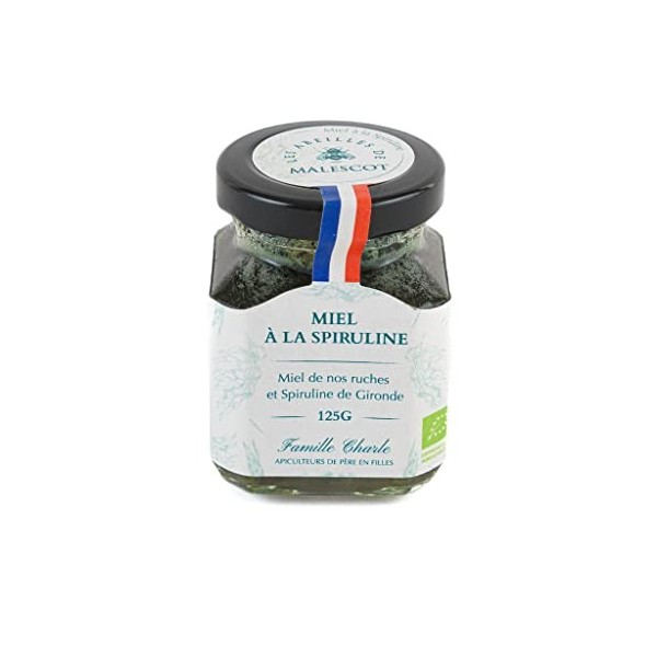 LES ABEILLES DE MALESCOT - Miel Français à la Spiruline Bio - Origine 100% Sud-Ouest - Pot 125 g