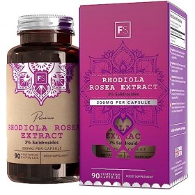 FS Rhodiola Rosea 400mg Gelules | 90 Rosea Capsules Végétariennes | Sans OGM et Sans Gluten | Fabriqué au UK dans des Install