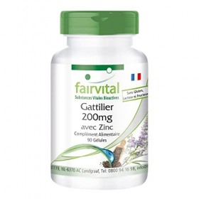 Fairvital | Extrait de Gattilier 200mg - Vitex Agnus Castus + Zinc - Fortement dosé - VEGAN - 90 gélules - Ménopause