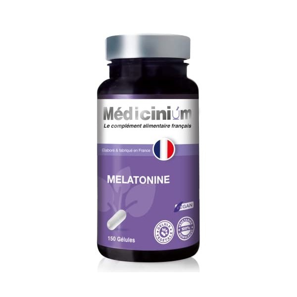 MELATONINE 1,9mg, 150 nuits, végan, favorise l’endormissement, action rapide, végan, conçu et fabriqué en France par Médicini