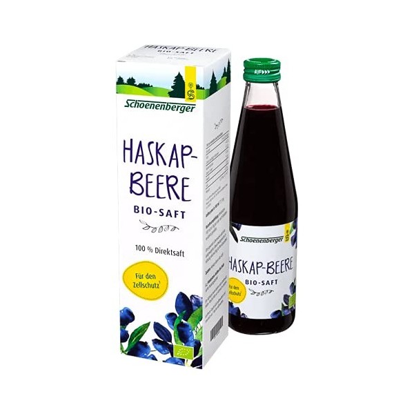 Schoenenberger Haskap-baie - Jus bio 330 ml - Maiberry, myrtille de Sibérie - Miel