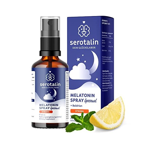 Spray mélatonine pour sendormir | Valériane + 0,5 mg de mélatonine liposomale pour 200 bonnes nuits | 1 vaporisation par nui