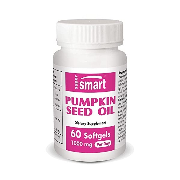 Supersmart - Pumpkin Seed Oil 500 mg - Huile de Pépins de Courge - Riche en Phytostérols, en Zinc, en Magnésium et en Acides 