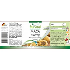 Fairvital | Maca 450mg Fort - avec 4500mg de racine de maca par dose journalière - Anti-stress, Revigorant & Énergie - Hautem