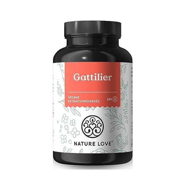 NATURE LOVE® Gélules poivre des moines - extrait 4:1 de Vitex agnus-castus original - haut dosage 10mg/gélule - 240 gélules -