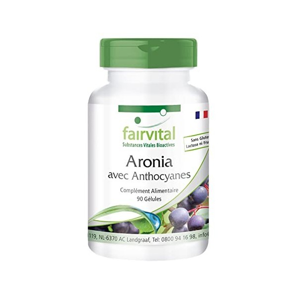Fairvital | Baies Aronia avec anthocyanes - Fortement dosé - 90 gélules - 20% anthocyanes et polyphénols 45%