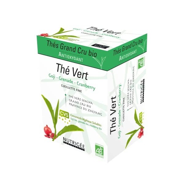 THÉ VERT BIO ANTIOXYDANT • Thé Grand Cru Bio • Enrichi en Concentrés Végétaux Solubles CVS : Goji, Grenade, Cranberry Bio •