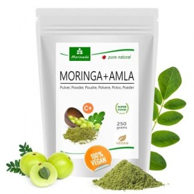 MoriVeda® - Moringa + Amla en poudre - Moringa Oleifera poudre de feuilles premium et Amla Amalaki poudre de fruits, végéta
