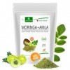 MoriVeda® - Moringa + Amla en poudre - Moringa Oleifera poudre de feuilles premium et Amla Amalaki poudre de fruits, végéta