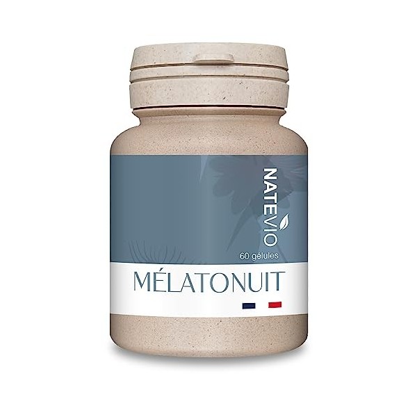 Mélatonuit - Pilulier de 60 gélules - Mélatonine - Passiflore - Pavot de Californie - Aide au sommeil, endormissement - 100% 