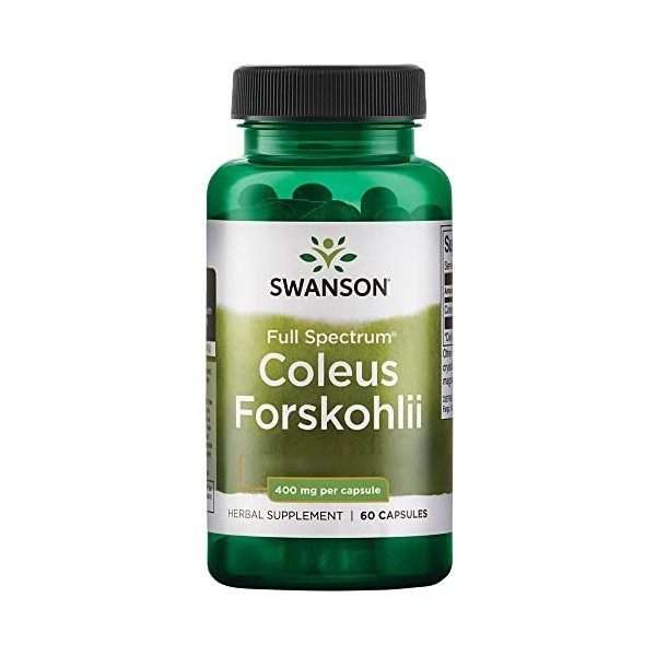 Swanson, Full Spectrum Coleus Forskohlii Forskoline , Haute Dosé, 60 Capsules, Testé en Laboratoire, Sans Soja, Sans Gluten,