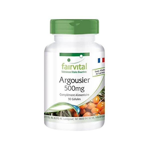 Fairvital | Extrait dArgousier 500mg - Hautement dosé - VEGAN - Hippophae rhamnoides - 90 gélules