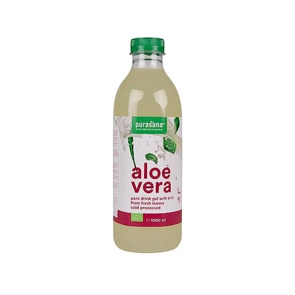 Aloe Vera a Boire Gel Bio Pur à 99,3%, Jus Aloe Biologique. Gel extrait de la feuille. Pulpe crue. Non pasteurisé, sans eau a