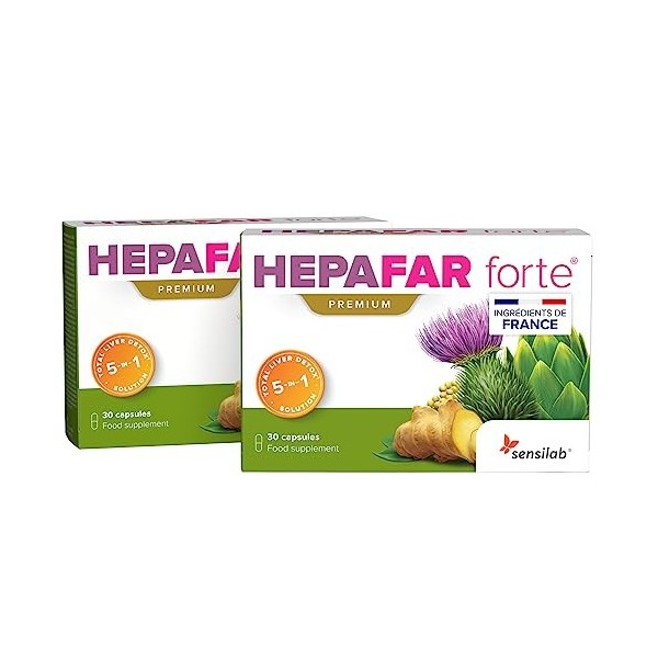 Hepafar Forte Premium | Detox | Chardon-Marie, Artichaut, Complexe de Pissenlit | 30 gélules | Vitamine E, Phospholipides | H