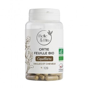 FORTIFIANT CHEVEUX & ONGLES - Ortie Feuille Bio certifiée Ecocert - 120 gélules - Cure 1 mois - Complément Alimentaire BELLE&
