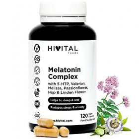 Melatonine Complexe | 120 gélules vegan pour 4 mois | Avec 5-HTP, Valériane, Mélisse, Passiflore, Pavot de Californie, Houblo