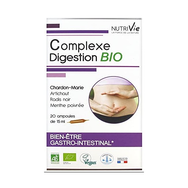 Nutrivie Complexe Digestion Bio 20 Ampoules - VEGAN, BIO - NUTRIVIE - Fabriqué en France