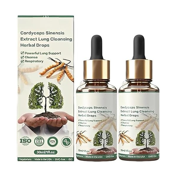 Extrait de Cordyceps Sinensis - Lung Clearing Drops Natural Herbal Lung Essence Herbal Lung Cleanse Drops Body Care Essence F