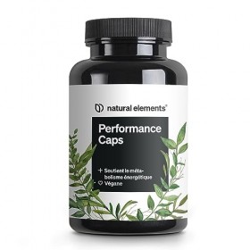 Performance Caps – 120 gélules de cafeine avec thé vert, guarana, café vert – et vitamines B – végane, hautement dosé, sans a