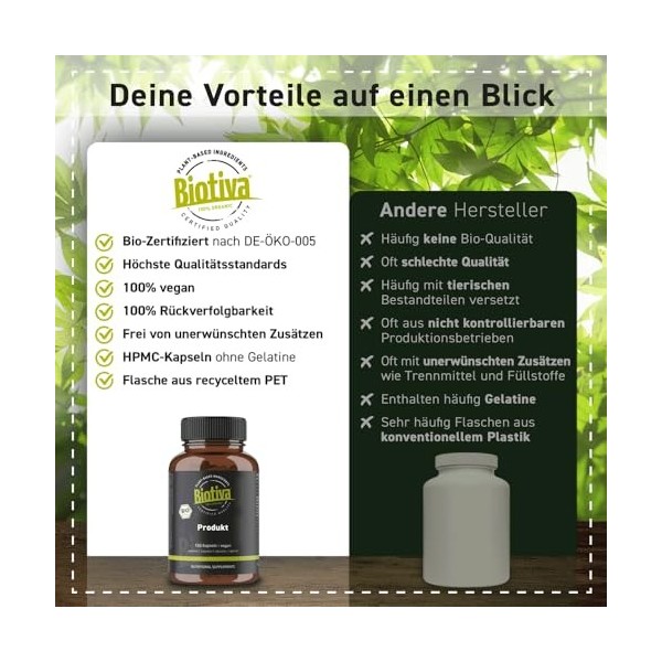 Mélisse bio 150 Gélules | Melissa officinalis | 450mg | Sans additifs | Conditionné et contrôlé en Allemagne | Biotiva