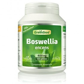 Greenfood Boswellia Encens, 400 mg, dose élevée, 120 gélules - Sans additifs artificiels. Sans génie génétique. Vegan.