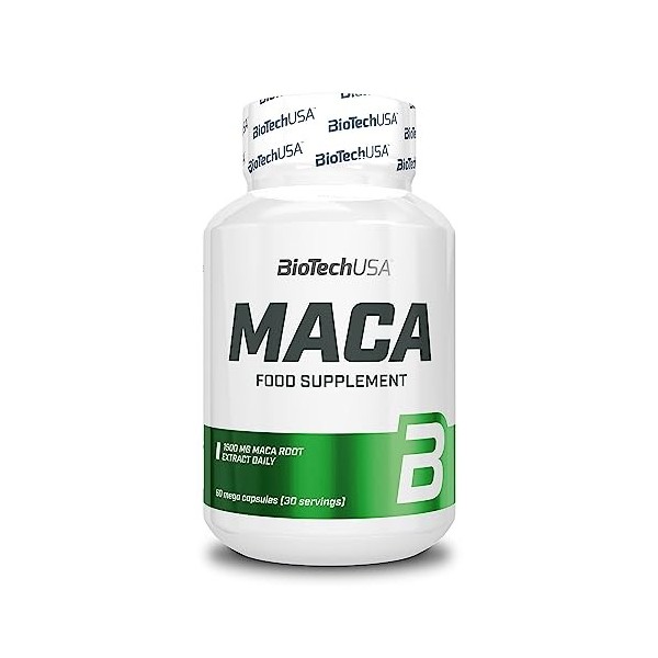 BioTechUSA Maca, Complément alimentaire en gélule contenant d’extrait de maca, 60 gélules
