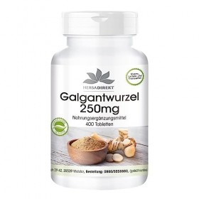 Racine de galanga 250 mg - 400 comprimés pour 200 jours - qualité pharmacie allemande - gingembre thaï - fortement dosé - vég