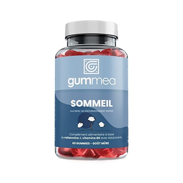 Gummea Sommeil 60 Gummies | Complément Alimentaire à Base de Mélatonine et de Vitamine B6 | Contribue à Réduire le Temps d’En