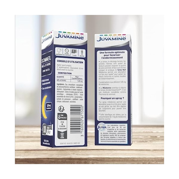 JUVAMINE - Spray Buccal Sommeil Mélatonine 15Ml - Goût Citron - Equivalent 30 doses Lot de 2 