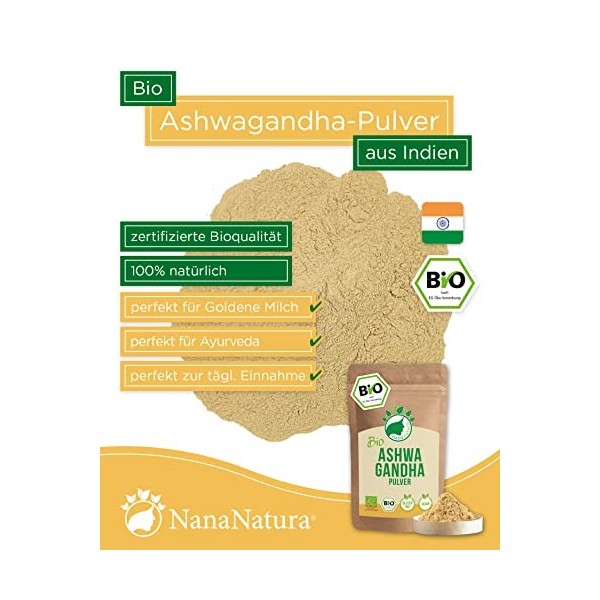 Ashwagandha Bio 250g | Racines de Withania Somnifera Indien en Poudre de la Meilleure Qualité Biologique | 100% Naturel - San