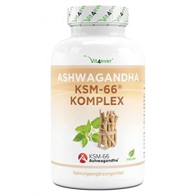 Ashwagandha KSM-66® Complexe de 180 gélules - Hautement dosé à 1060 mg par dose journalière - Matière première de première qu
