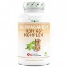 Ashwagandha KSM-66® Complexe de 180 gélules - Hautement dosé à 1060 mg par dose journalière - Matière première de première qu