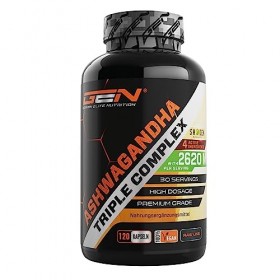 Ashwagandha Triple - Complexe ultra-dosé avec 2620 mg par gélule - Extrait de racine dashwagandha Shoden® 35% withanolide 