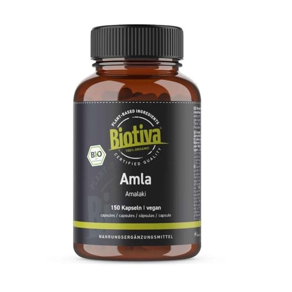 Amla Bio 150 Gélules | 500mg | Phyllanthus emblica | Groseille indienne | Myrobolan emblique | Sans matière de remplissage | 