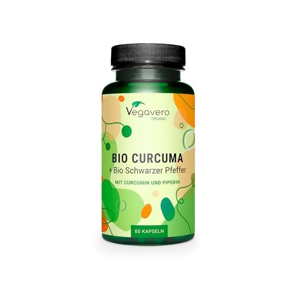 Curcuma BIO Vegavero® | 14 620 mg | Avec Poivre Noir Haute Absorption Curcumine | Anti Inflammatoire | SANS ADDITIFS et VEG