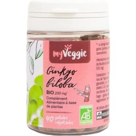 myVeggie - Ginkgo Biloba Bio - Concentration, Circulation, Vertige, Stimulant Cognitif, Mémoire, Acouphènes - Extraits De Pla